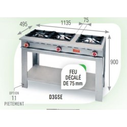 Réchaud gaz 3 feux ECO D3GSE Delrue cuisine pro