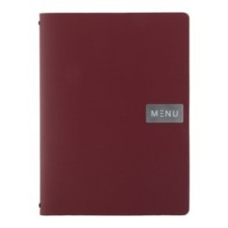 Securit® Carte menu 100% CUIR aggloméré - Couleur Bordeaux - Ligne Royal - format A4 - 1 insert inclus (4 vues)