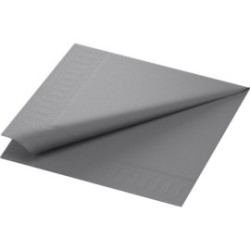 Serviette 40x40 cm 2 plis - Ouate lisse - Gris