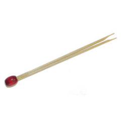 Pique double pointe boule rouge en bambou 8 cm – Lot de 100