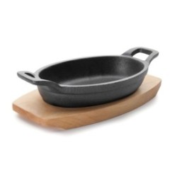 Plat magma oval 15x10 cm + plateau bois