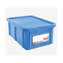 BAC RECTANGULAIRE 35L+COUVERCLE BLE / U HACCP