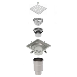 Siphon de sol inox BLÜCHER 300x300 sortie verticale Ø110 - 311.103