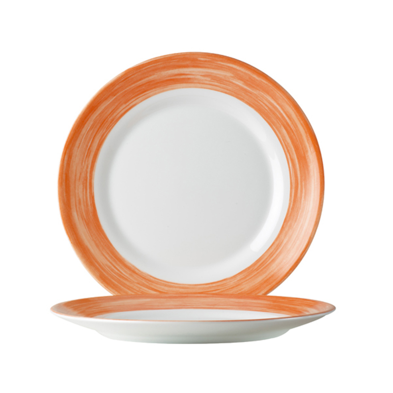 Assiette plate-Verre trempé ø19,5cm-Orange- Brush