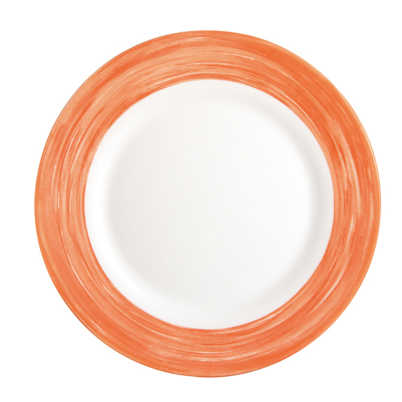 Assiette plate-Verre trempé ø15,5cm-Orange- Brush