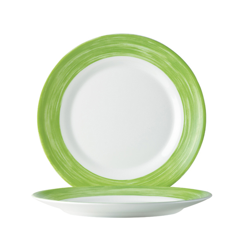 Assiette plate-Verre trempé ø19,5cm-Vert- Brush