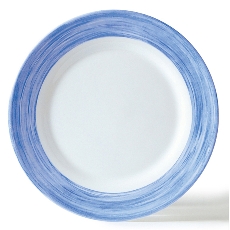 Assiette plate-Verre trempé ø19,5cm-Bleu- Brush
