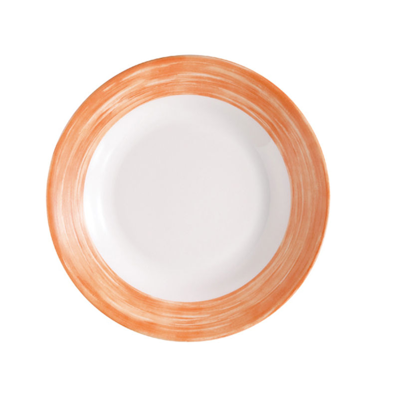 Assiette creuse-Verre trempé ø22,5cm-Orange- Brush