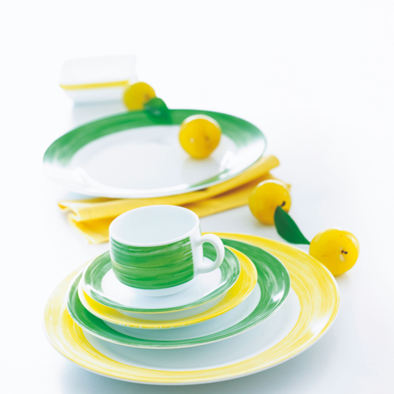 Assiette creuse-Verre trempé ø22,5cm-Vert- Brush