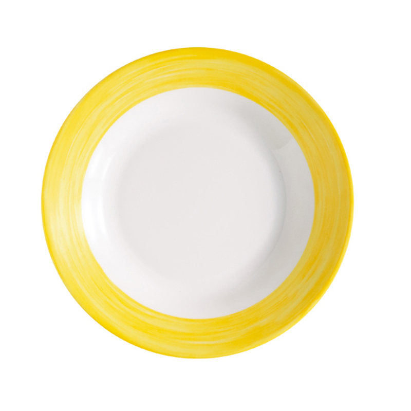 Assiette creuse-Verre trempé ø22,5cm-Jaune- Brush