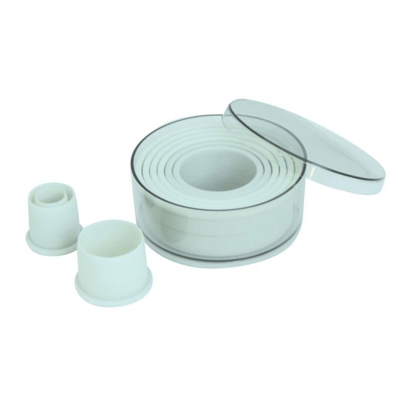 Lot 9 découpoirs cannelé polyamide ø2 à 10cm x 3,5cm