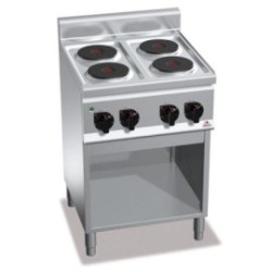 Berto’s PLUS 600 – Fourneau électrique 4 feux pro triphasé inox