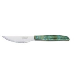 Couteau steak vert bleuté - Manche bois bakelisé