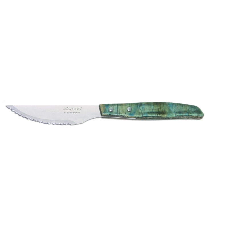 Couteau steak vert bleuté - Manche bois bakelisé