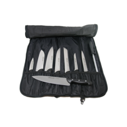 Trousse à couteaux - 7 couteaux + 1 fusil à aiguiser