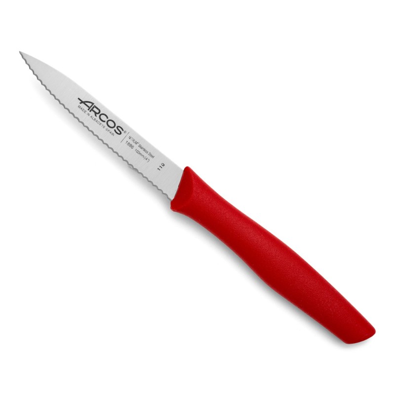 Couteau office cranté rouge 10 cm - Spécial tomate