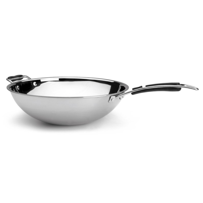 Poêle wok ø 36 cm - 5,5 L - Inox - Trimétal