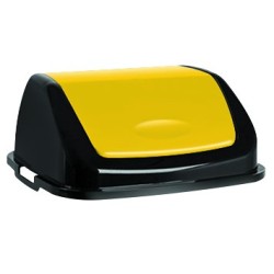 Poubelle 50 L - Noir - Couvercle Jaune - CLAP