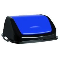 Poubelle 50 L - Noir - Couvercle Bleu - CLAP