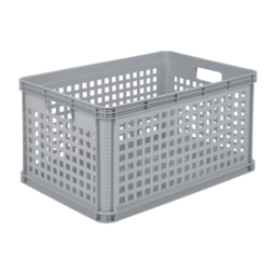 Caisse ajourée 64 L 600x400x320 PP gris Robusto-Basket 0885XB