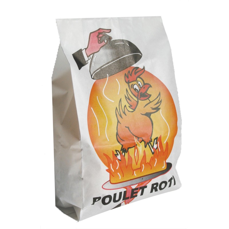 SAC POULET - POULET ROTI / KRAFT / BLANC - 260X70X420 MM