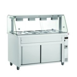 Buffet chaud bain-marie 4 GN1/1 +72/+90°C inox vitrine