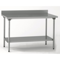 Table adossée inox 1600×700×900 avec étagères