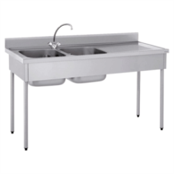 Table - 2 bacs 600x600 mm - Avec étagère