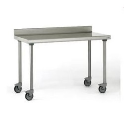 Table inox TOURNUS 1000x700 sur roulettes avec dosseret