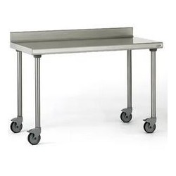 Table inox TOURNUS 1800x700 sur roulettes avec dosseret
