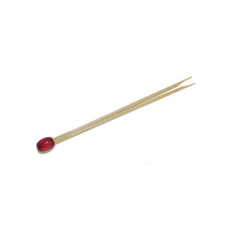 Pique double pointe boule rouge en bambou 8 cm – Lot de 100