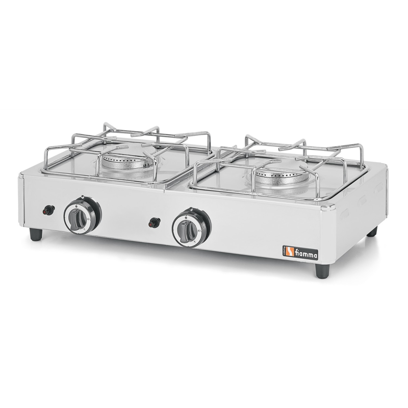 Réchaud 2 feux - 755x385x205 mm - Acier inox