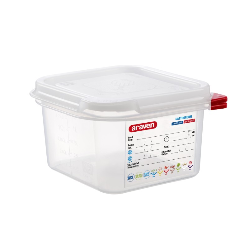 Bac hermétique GN1/6- Hauteur 100 mm - Polypropylène