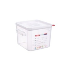 Bac carré 6 L PP transparent avec poignées - empilable - 11853
