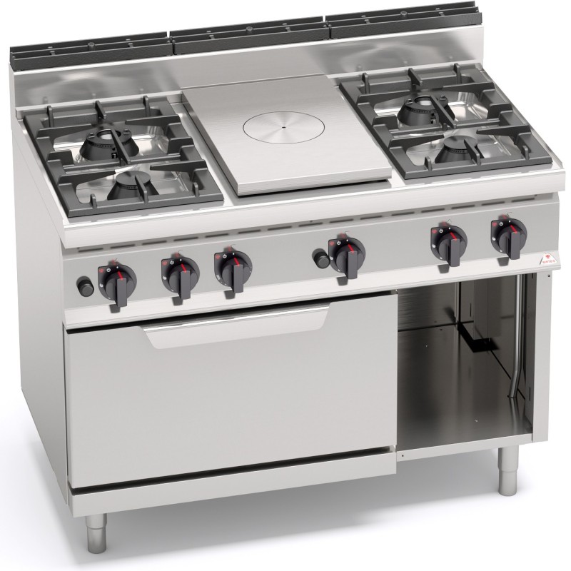 Fourneau 4 feux Gaz + plaque mijotage sur four