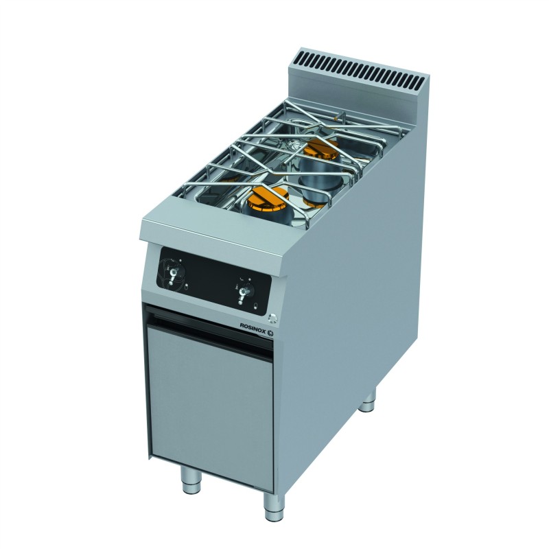 Fourneau 2 feux nus Gaz - 400x900x1020mm