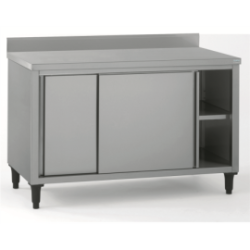 Meuble inox 1400x700 portes coulissantes étagère réglable - Tournus
