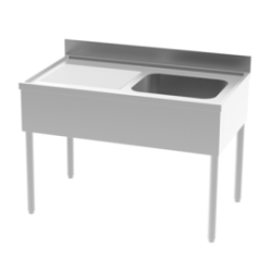 Plonge sans étagère -Bac (droite) 1200x700x850/900mm