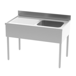 Plonge sans étagère -Bac (droite) 1400x700x850/900mm