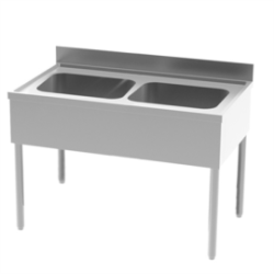 Plonge 2 bacs sans étagère - 1400x700x850/900mm