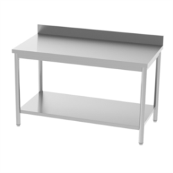 Table inox adossée 1800x700 avec étagère - AISI 304
