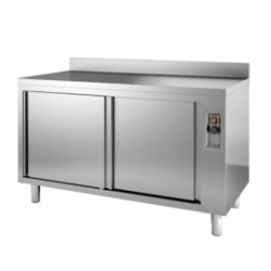 Meuble chauffant adossé 1400x700 inox portes coulissantes