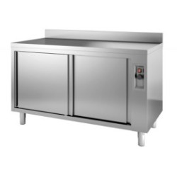Meuble chauffant adossé 1800x700 inox portes coulissantes