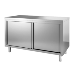 Meuble bas inox 1800x700 portes coulissantes - 1 étagère