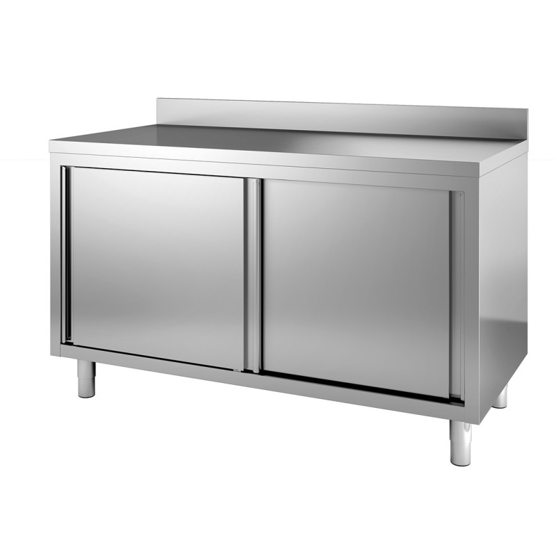 Meuble bas neutre adossé 1200x700x850/900 mm - Inox