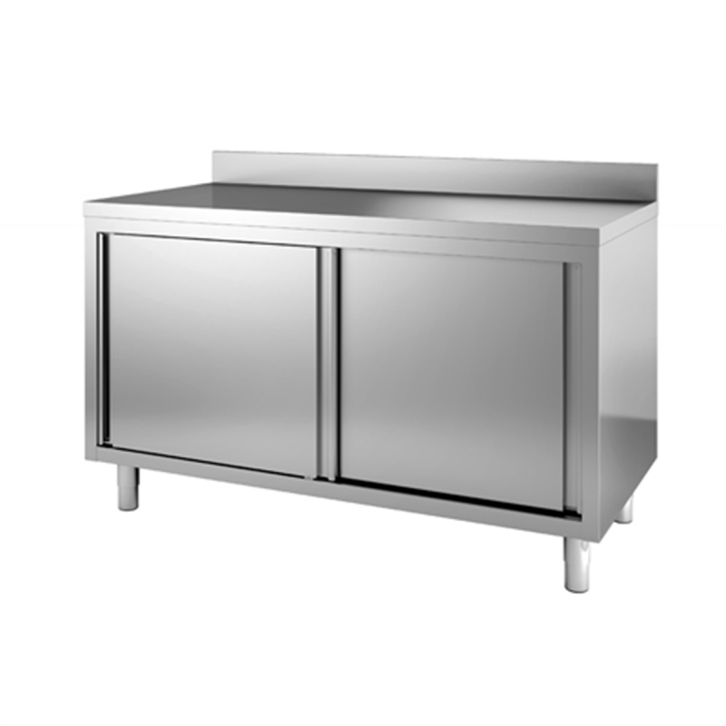 Meuble bas neutre adossé 1600x700x850/900 mm - Inox