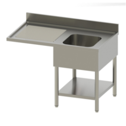 Plonge inox bac à droite 1400x700 avec étagère – cuisine pro