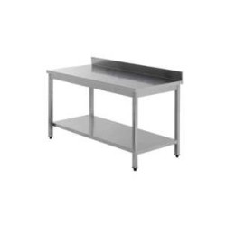 Table inox INOX E INOX 1800x700 avec étagère et dosseret