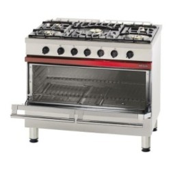 CG 1051 B – Fourneau gaz pro 5 feux + four 137 L inox