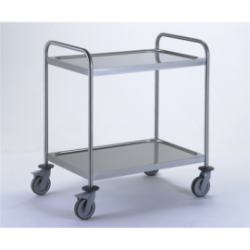 Chariot inox 2 plateaux 1095x695 - roues Ø125 avec freins